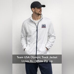 Team USA Olympic Track Jacket Unisex XL White Zip Up Athleisure